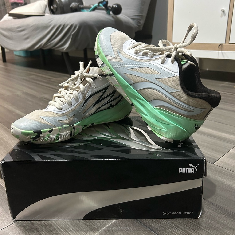 Puma Gray and Green Sneakers